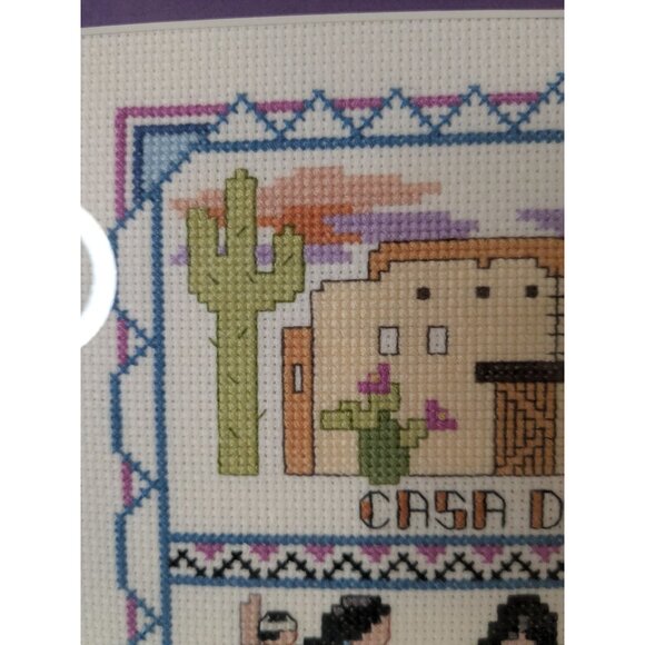 Framed Casa De Paz Cross-Stitch Art by Pitter Patterns J.M. Keeling Border Sampl - Picture 10 of 15